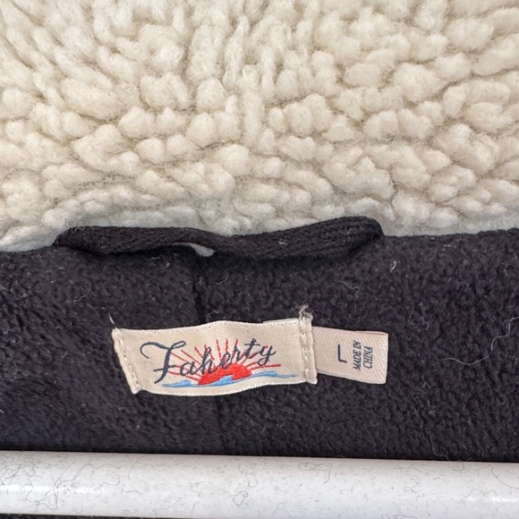 Faherty Navy and Green Plaid Teddy Jacket - Picture 2 of 8